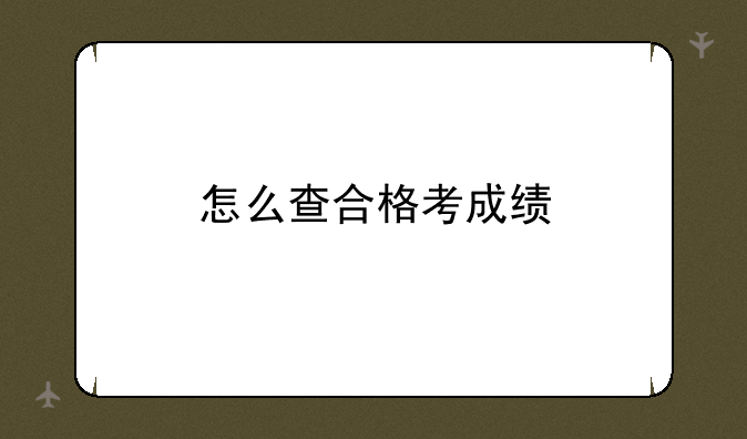 怎么查合格考成绩