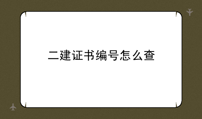 二建证书编号怎么查