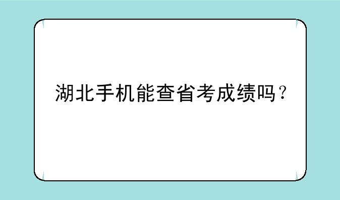 湖北手机能查省考成绩吗？
