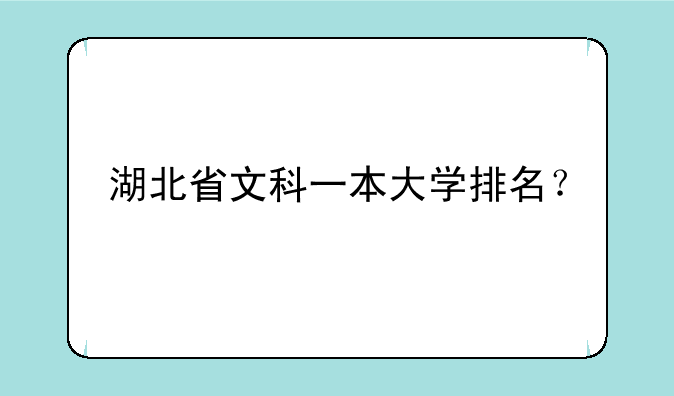 湖北省文科一本大学排名？