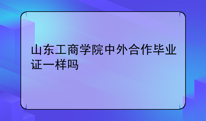 山东工商学院中外合作毕业证一样吗