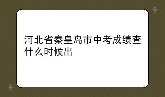 河北省秦皇岛市中考成绩查什么时候出