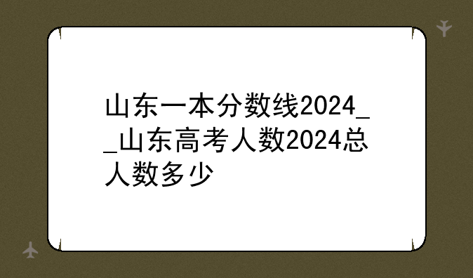山东一本分数线2024__山东高考人数2024总人数多少