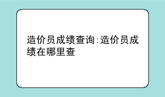 造价员成绩查询:造价员成绩在哪里查