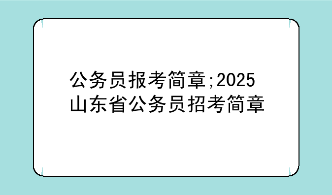 公务员报考简章;2025山东省公务员招考简章